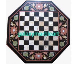 Black marble inlay chessboard 23" Chess-2302